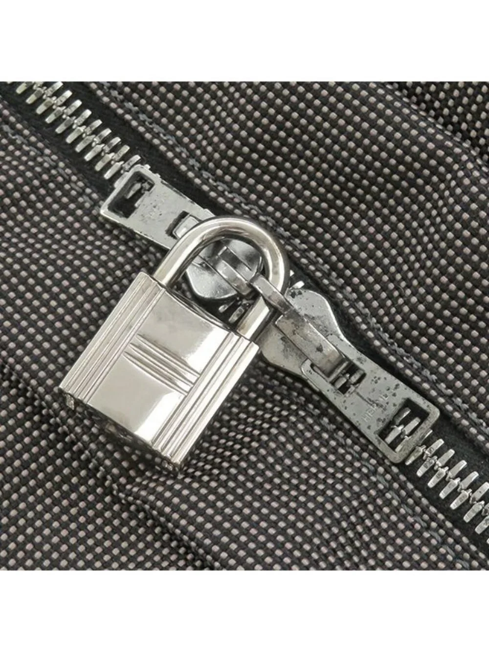 Hermes Tote Bag Herline MM Canvas Gray Silver Cadena Non Removable